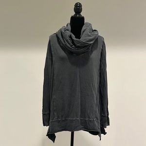 Free People distressed charcoal cowl neck top